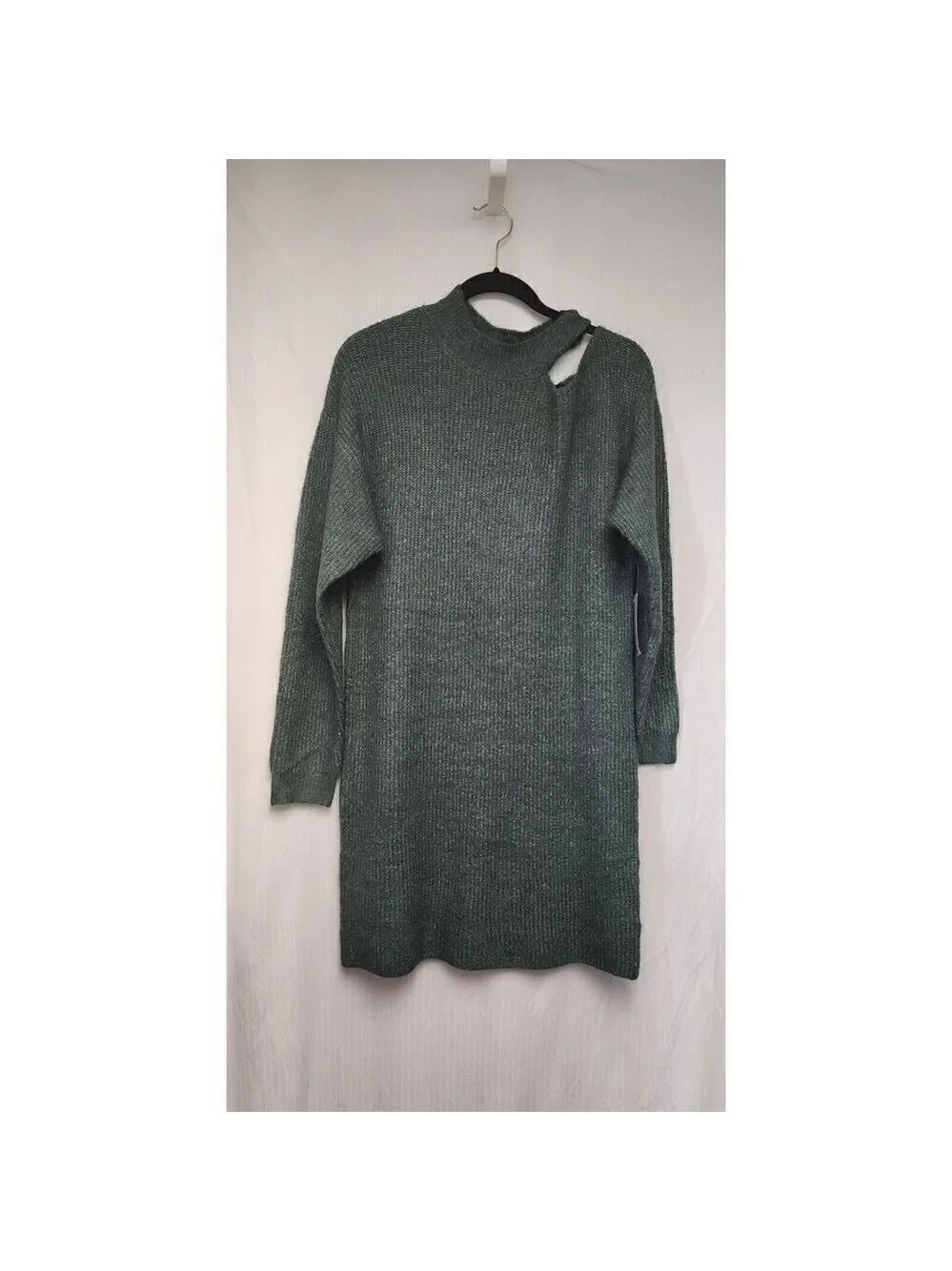 STITCHDROP Nordstrom Above Keyboard Knit Sweater Dress NWT Frog Green Size L
